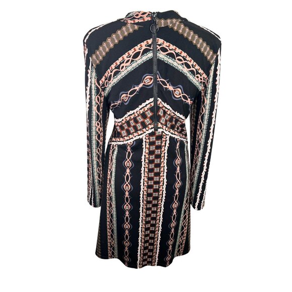 Free People Stella Mini Dress Boho Chic Long Sleeve Geometric Print Medium - Picture 3 of 14